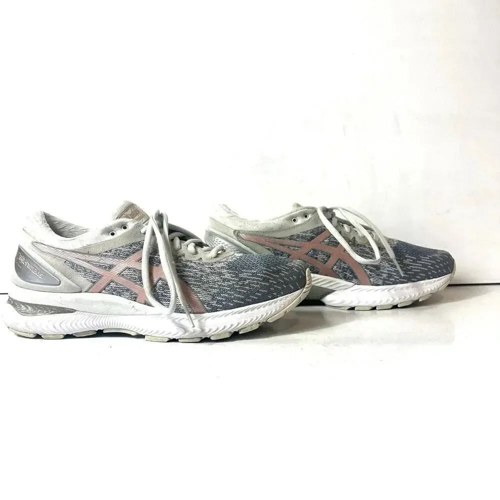 Asics Women's Gel Nimbus 22 Gray Running Shoes Sneakers Size 10 Low Top Lace Up